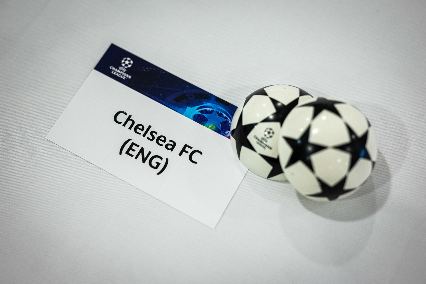 chelsea champions league draw balls stock