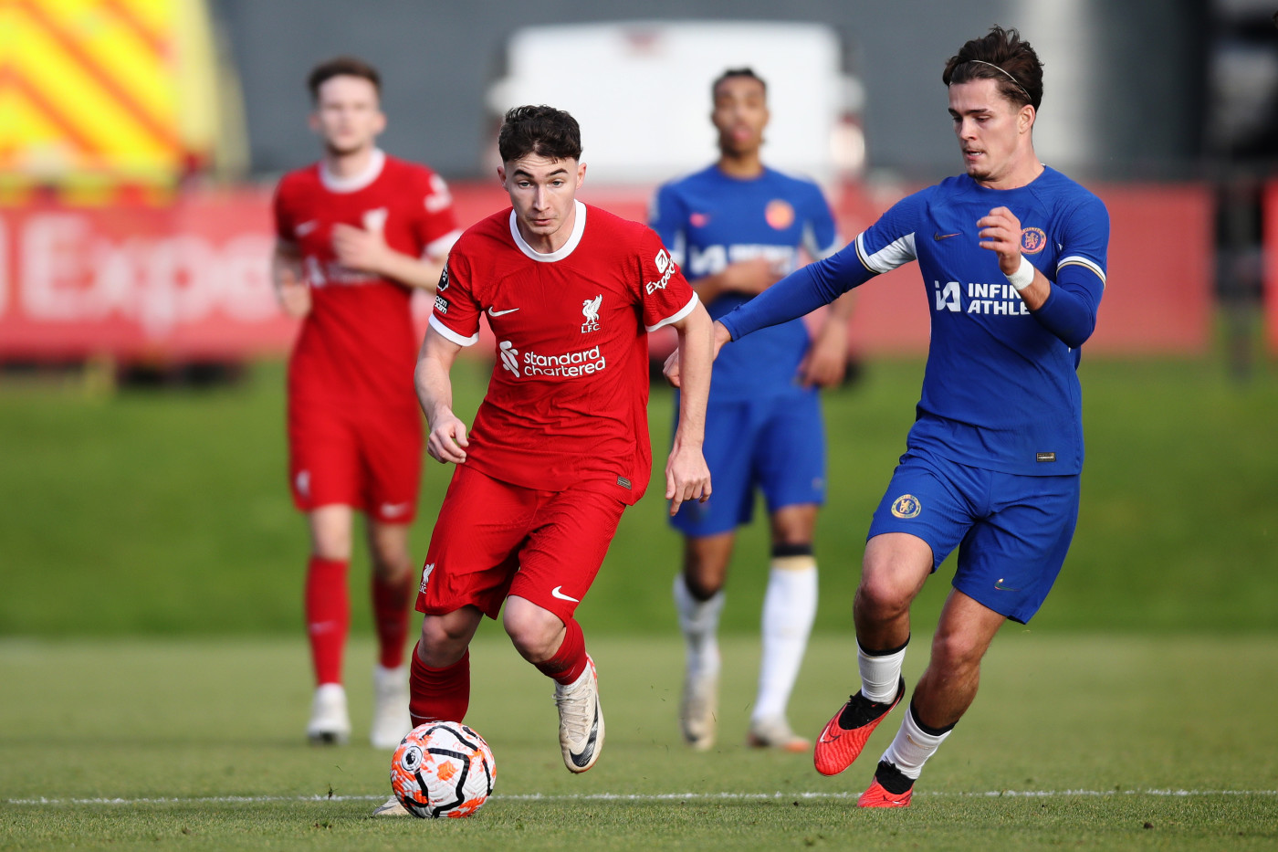 Castledine chases down possession against Liverpool