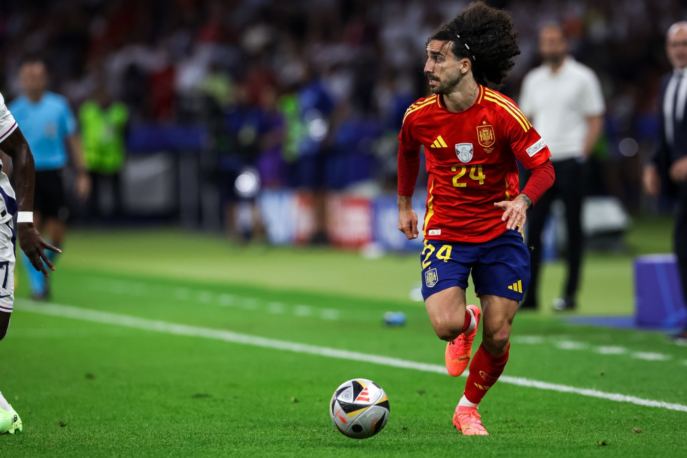 Cucurella in action during the final