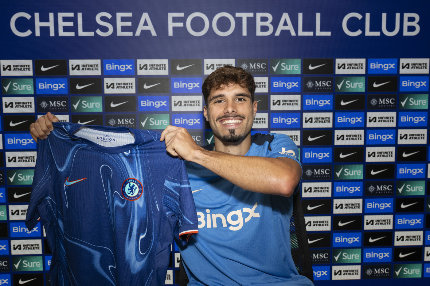 Pedro Neto at his Chelsea unveiling.