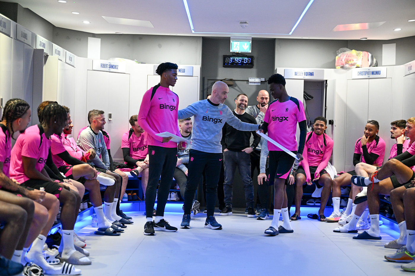 Enzo Maresca inducting Josh and Tyrique into the first team in December