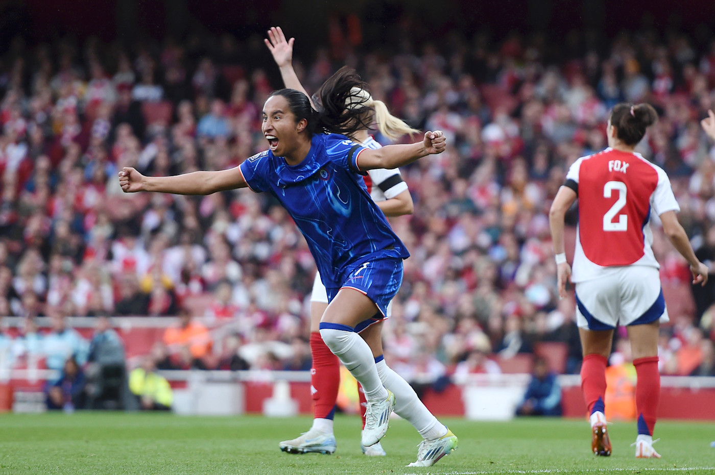 Mayra Ramirez celebrates her opener after three minutes at the Emirates Stadium last season