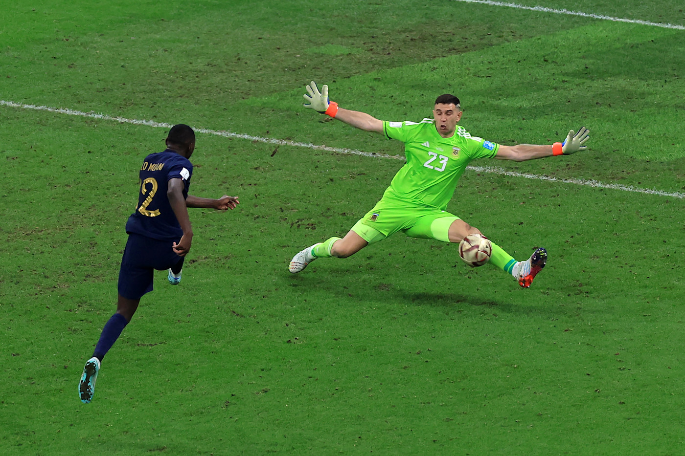 Making a crucial late save in the 2022 World Cup final