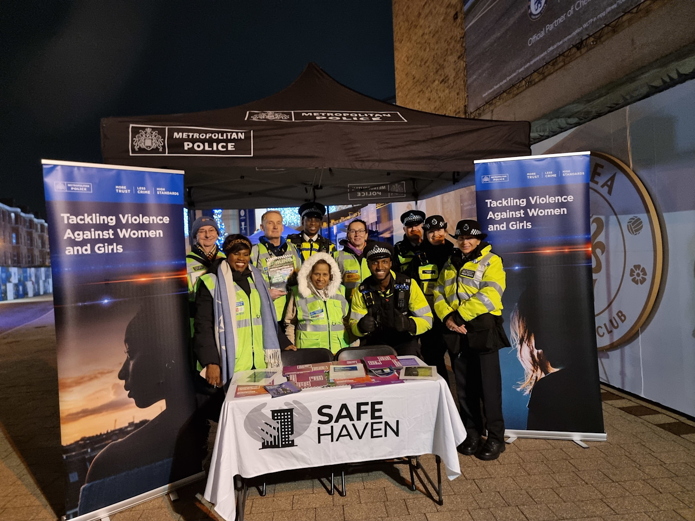 The Met Police stall at a Women's Champions League match this season