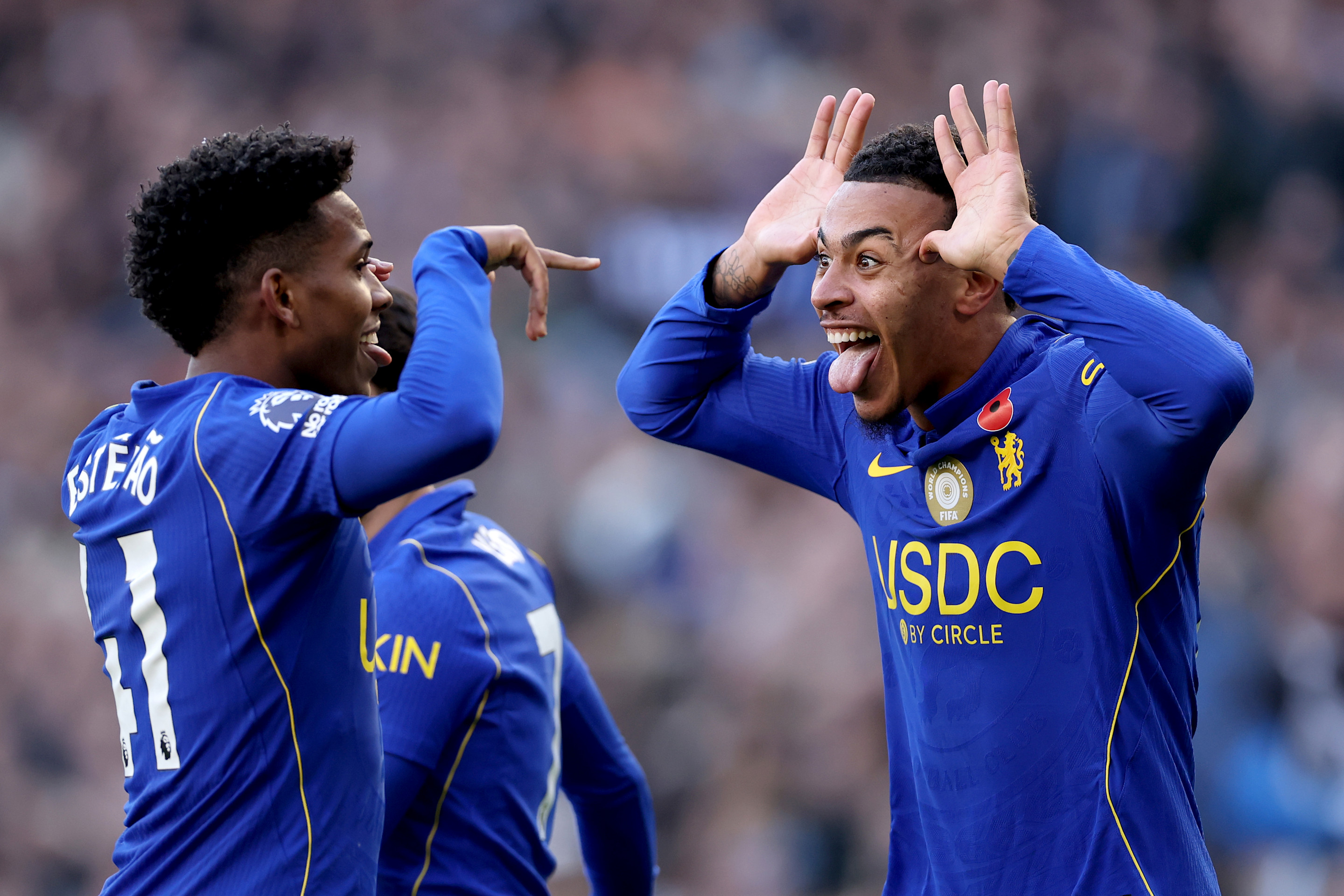 Morgan Rogers celebrates vs Man United